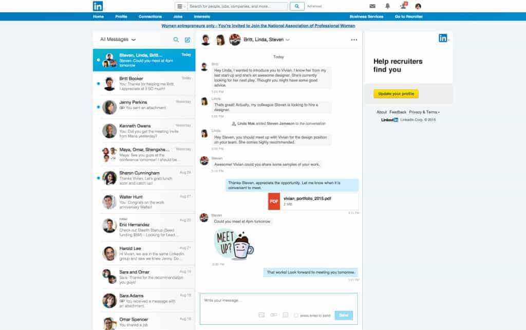 LinkedIn Desktop Messaging