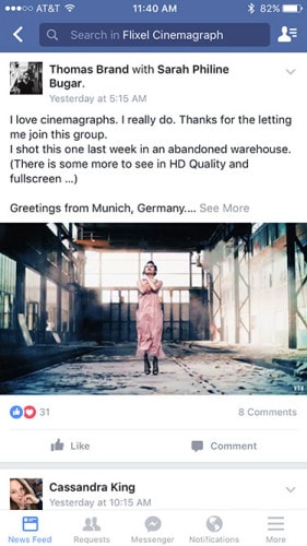Cinemagraph In Facebook Feed
